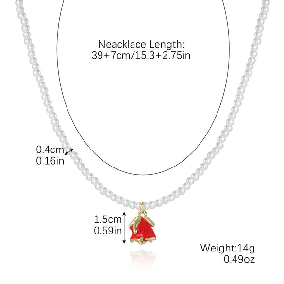 Jewelry Imitation Pearl Heart Pattern Electroplating Valentine's Day Earrings And Necklace