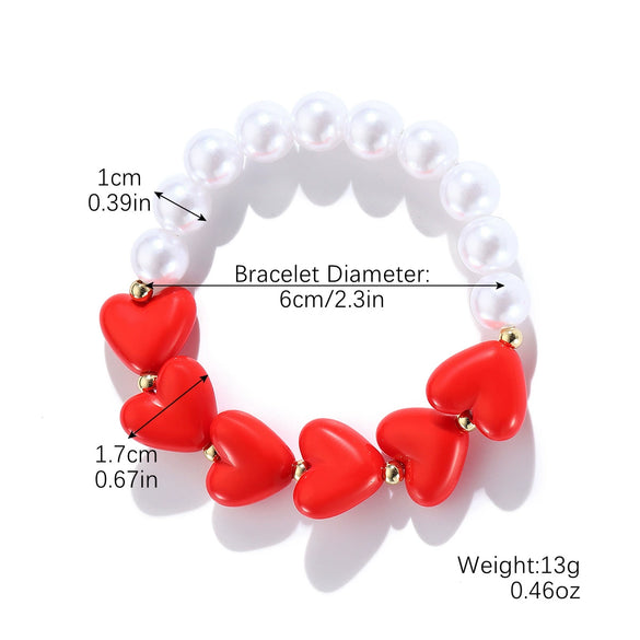 Jewelry Imitation Pearl Heart Pattern Electroplating Valentine's Day Earrings And Necklace