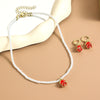 Jewelry Imitation Pearl Heart Pattern Electroplating Valentine's Day Earrings And Necklace