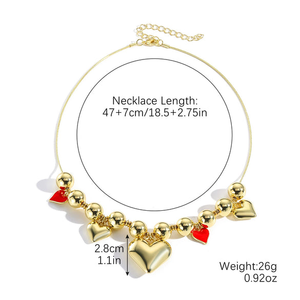 Jewelry Imitation Pearl Heart Pattern Electroplating Valentine's Day Earrings And Necklace