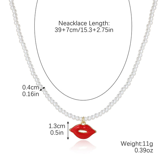 Jewelry Imitation Pearl Heart Pattern Electroplating Valentine's Day Earrings And Necklace