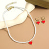 Jewelry Imitation Pearl Heart Pattern Electroplating Valentine's Day Earrings And Necklace