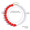 Jewelry Imitation Pearl Heart Pattern Electroplating Valentine's Day Earrings And Necklace