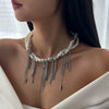 Jewelry Imitation Pearl Iron Pendant Necklace Geometric Heart Shape Electroplating For Women