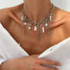 Jewelry Imitation Pearl Iron Pendant Necklace Geometric Heart Shape Electroplating For Women