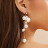 Jewelry Imitation Pearl Metal Beaded Tassel Earrings Geometric Style Electroplated For Women