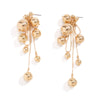 Jewelry Imitation Pearl Metal Beaded Tassel Earrings Geometric Style Electroplated For Women