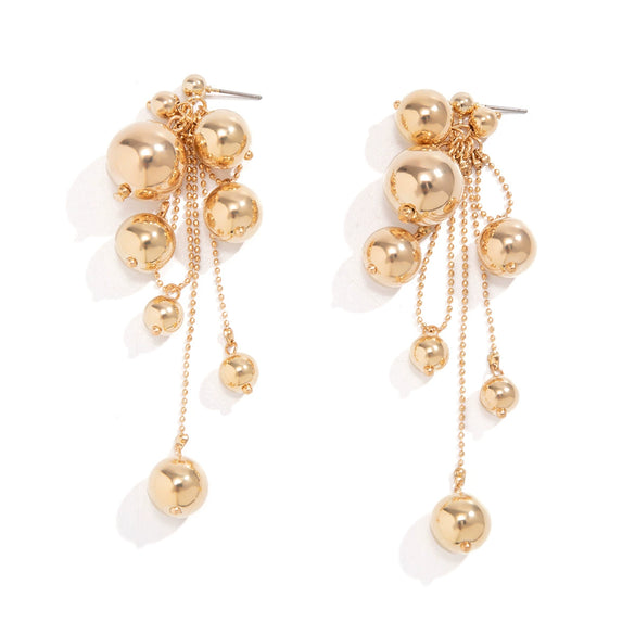 Jewelry Imitation Pearl Metal Beaded Tassel Earrings Geometric Style Electroplated For Women