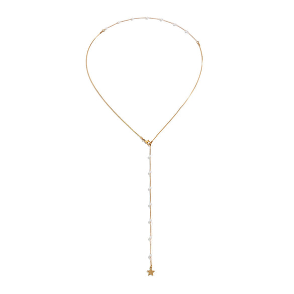 Jewelry Imitation Pearl Metal Star Geometric Electroplated Ochain Necklace For Women