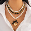 Jewelry Imitation Pearl Necklace Baroque Style Stacking Heart Shape Bow Tie Geometric