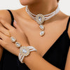 Jewelry Imitation Pearl Rhinestone Dropshaped Beaded Choker Necklace Electroplating Women's Retro Light Luxury Style