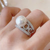 Jewelry Imitation Pearl Ring Copper Geometric Zirconia Highend Style For Women