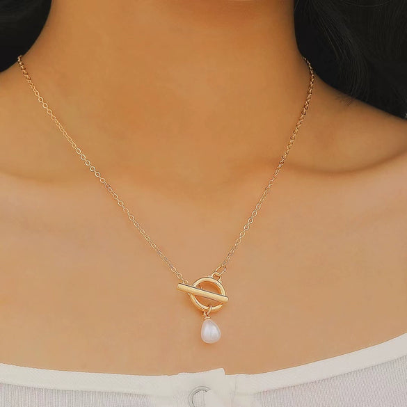 Jewelry Imitation Pearl Tassel Snake Bone Chain Stainless Steel Electroplating Baroque Palace Retro Geometric Style