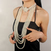 Jewelry Imitation Pearl Ushaped British Retro Style Snake Bone Chain Necklace With Pearlescent Treatment