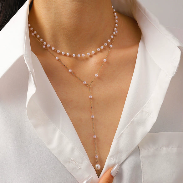 Jewelry Imitation Pearl Ushaped Pendant Necklace Alloy Electroplating Women's