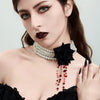 Jewelry Imitation Pearls Cloth Strips Imitation Crystal Flower Pattern Electroplating Cool Style Clavicle Chain