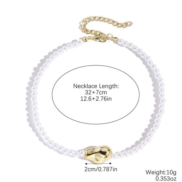 Jewelry Imitation Pearls Geometric Electroplating Necklace For Women