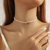 Jewelry Imitation Pearls Geometric Electroplating Necklace For Women