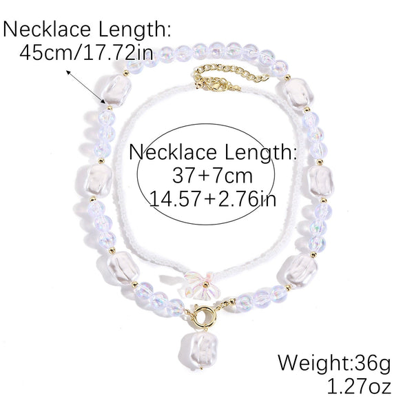 Jewelry Imitation Pearls Geometric Electroplating Necklace For Women