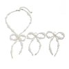 Jewelry Imitation Pearls Rice Beads Bow Electroplated Simple Women's Earrings Necklace