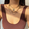Jewelry Iron Alloy Constellation Retro Moon Zircon Necklace Electroplating Minimalist Style