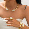 Jewelry Iron Alloy Imitation Pearl Geometric U Shape Baroque Style Collar Jewelry For Women