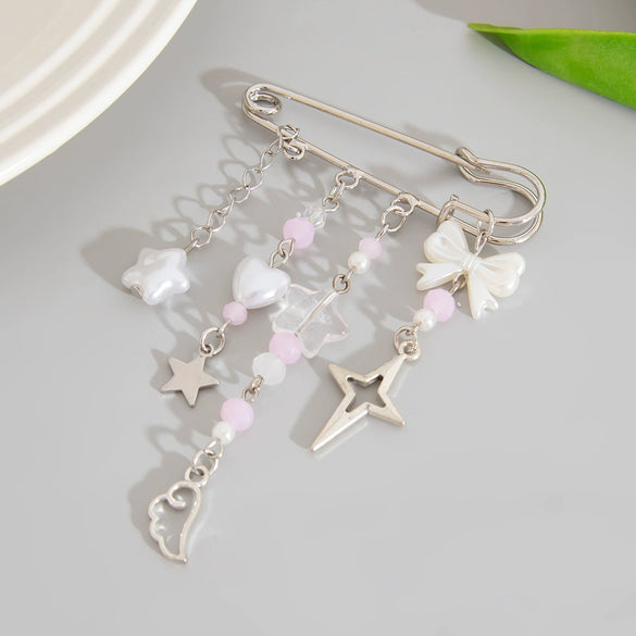 Jewelry Iron Alloy Imitation Pearls Acrylic Imitation Crystal Star Shaped Heartshaped Electroplated Minimalist Women's Pendant Brooch