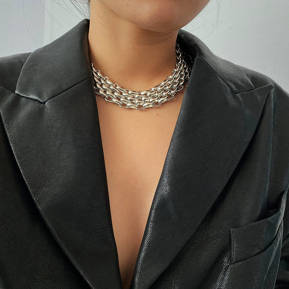 Jewelry Iron Alloy Wave Pattern Electroplating Simple Style Women's Necklace