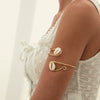 Jewelry Iron And Shell Geometric Style Wound Open Arm Bracelet For Women