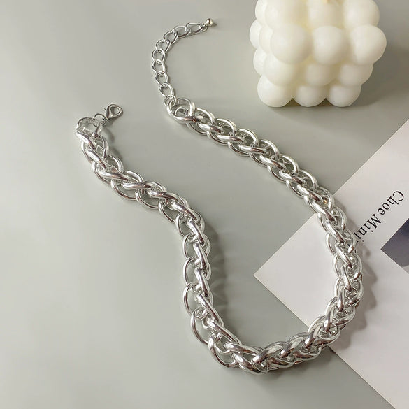 Jewelry Iron Chain Acrylic Alloy Geometric Ochain Necklace Electroplated Punk Style For Women
