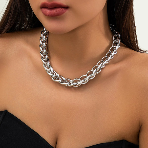 Jewelry Iron Chain Acrylic Alloy Geometric Ochain Necklace Electroplated Punk Style For Women