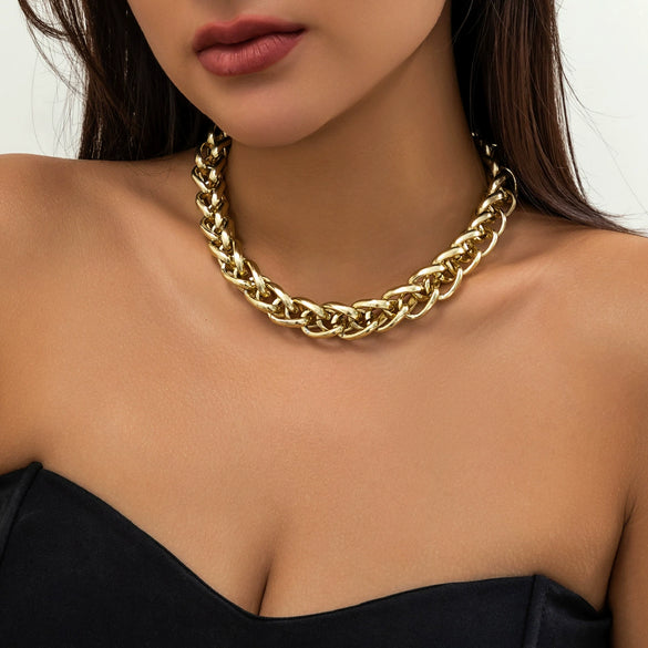 Jewelry Iron Chain Acrylic Alloy Geometric Ochain Necklace Electroplated Punk Style For Women