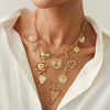 Jewelry Iron Chain Alloy Heart Shape Pendant Clavicle Chain Metallic Stripe Electroplating For Women