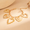 Jewelry Iron Chain Alloy Heart Shape Pendant Clavicle Chain Metallic Stripe Electroplating For Women