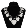 Jewelry Iron Chain Alloy Heart Shape Pendant Clavicle Chain Metallic Stripe Electroplating For Women