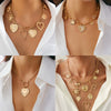 Jewelry Iron Chain Alloy Heart Shape Pendant Clavicle Chain Metallic Stripe Electroplating For Women