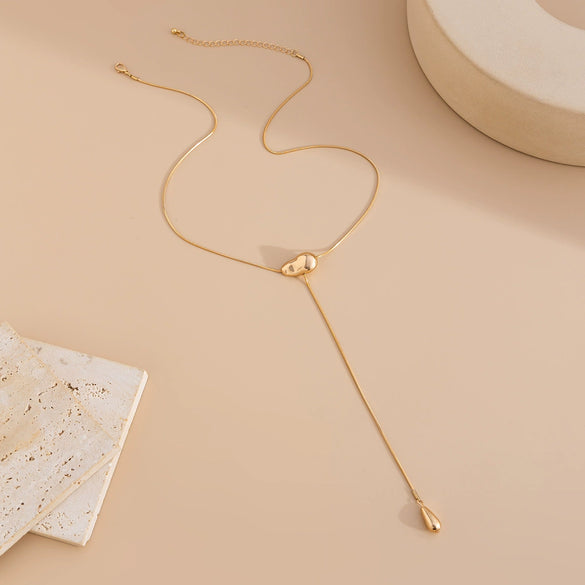 Jewelry Iron Chain Alloy Pendant Geometric Square Snake Style Electroplated Clavicle Chain