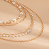 Jewelry Iron Chain Imitation Pearl Geometric Style Electroplated Long Clavicle Chain For Women