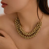 Jewelry Iron Clavicle Chain Necklace Geometric Personality Electroplated Round Bead Hanging Ball Design