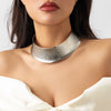 Jewelry Iron Geometric Corrugated Collar Necklace And Pockmarked Ring For Women