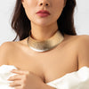 Jewelry Iron Geometric Corrugated Collar Necklace And Pockmarked Ring For Women