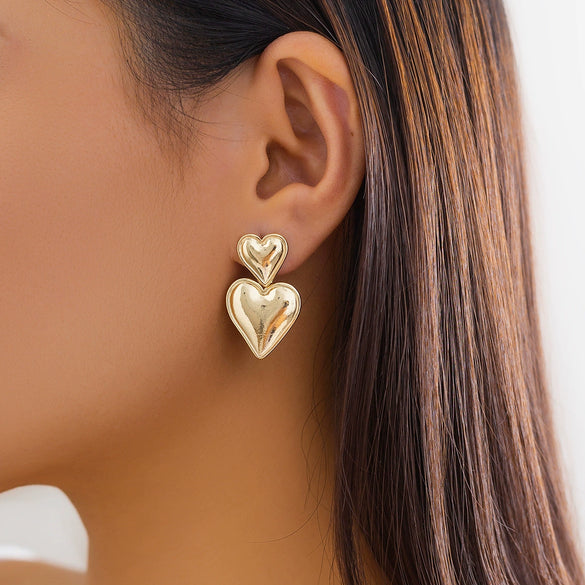 Jewelry Iron Geometric Heart Shape Dropshaped Striped Star Stud Earrings Electroplating For Women
