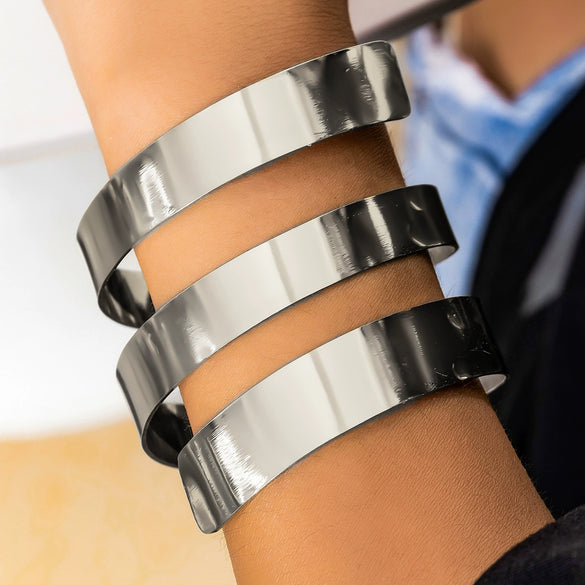 Jewelry Iron Geometric Punk Style Spiral Open Bracelet Electroplated
