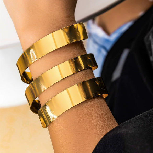 Jewelry Iron Geometric Punk Style Spiral Open Bracelet Electroplated
