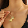 Jewelry Iron Hollow Heartshaped Pendant Necklace With Electroplating