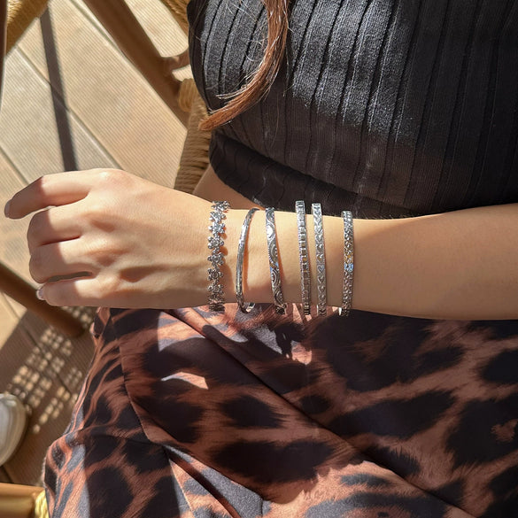 Jewelry Iron Love Flower Geometric Bracelet For Women