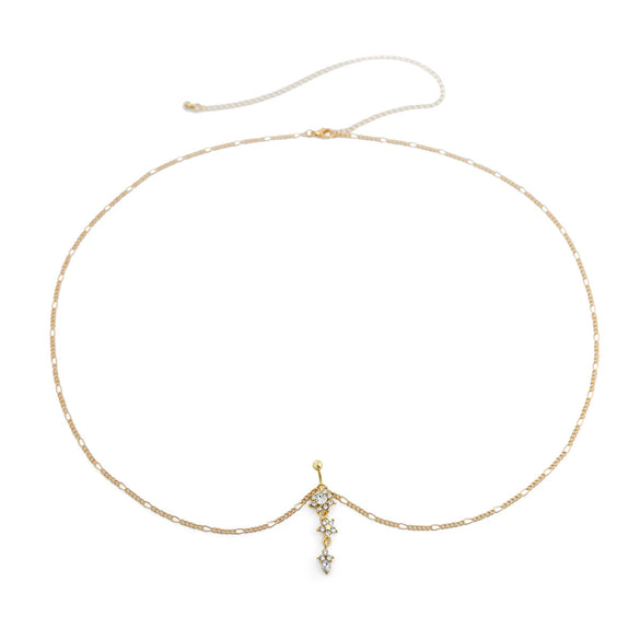 Jewelry Iron Rhinestone Body Chain For Women Electroplated
