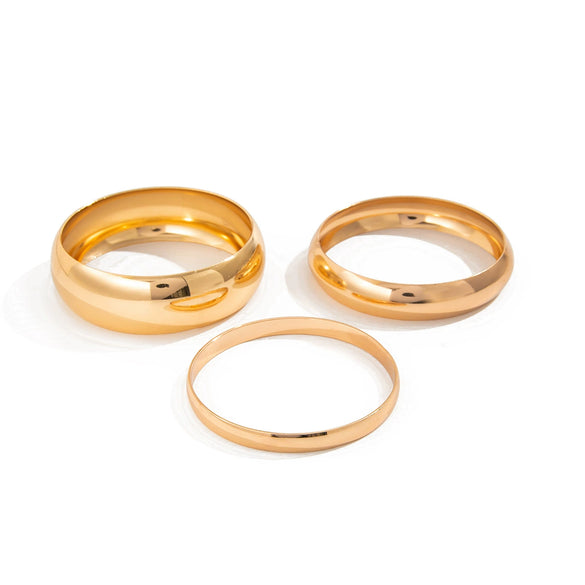 Jewelry Iron Simple Geometric Curved Glossy Twist Bracelet Set Electroplated