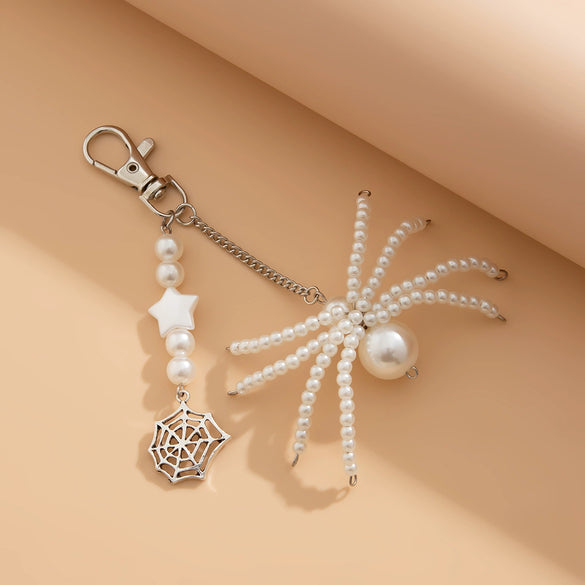 Jewelry Keychain Alloy Imitation Pearl Woven With Sunflower Crystal Accessories Minimalist Style With Stars Sun And Moon Clouds Universe Pattern Electroplated