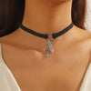 Jewelry Leather Alloy Leaves Geometric Round Electroplating Lady Choker Necklace